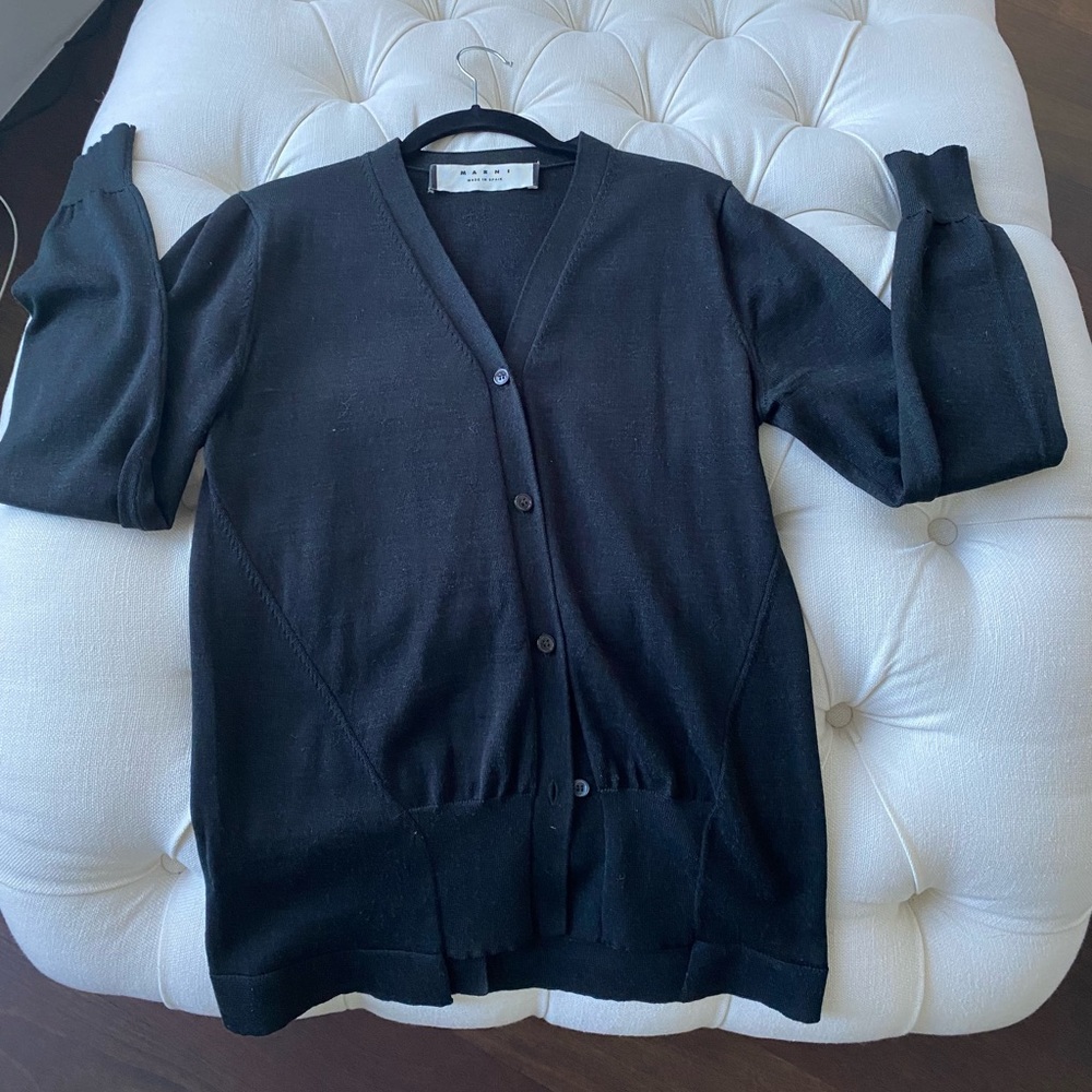 Marni dark green wool/silk cardigan - Picture 6 of 7